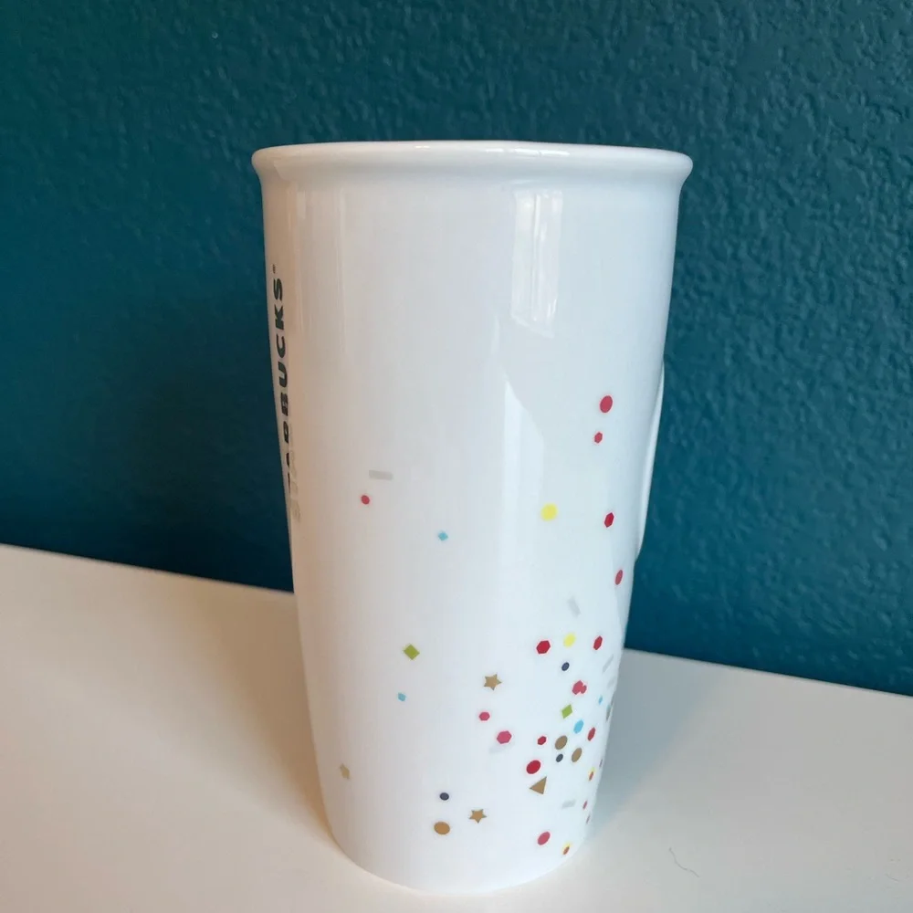 Starbucks Best Day Ever Birthday Confetti Ceramic Traveler Tumbler 16oz